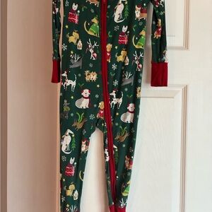 Little Sleepies Green and Red Holiday Kids Footie